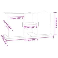 Vidaxl Stojan na akvárium hnědý dub 121 x 41 x 58 cm kompozitní dřevo