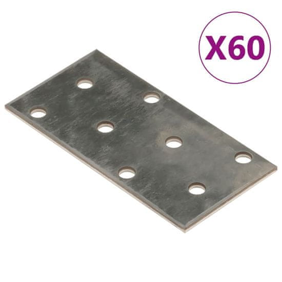 Vidaxl Perforované destičky 60 ks 2 mm 80 x 40 mm pozinkovaná ocel