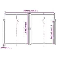 Vidaxl Zatahovací boční markýza terakotová 220 x 600 cm