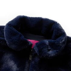 Vidaxl Dětský kabát umělá kožešina námořnicky modrý 116