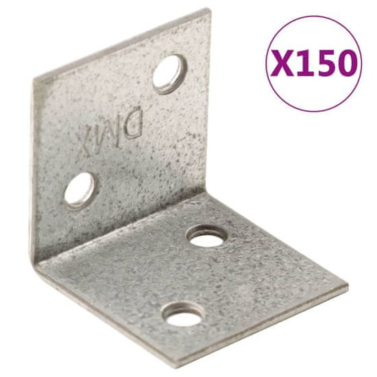 Vidaxl Úhlové konzoly 150 ks 2 mm 30 x 25 x 30 mm pozinkovaná ocel