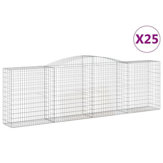 Vidaxl Klenuté gabionové koše 25ks 400x50x120/140cm pozinkované železo