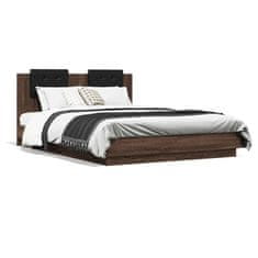 shumee Rám postele s čelem hnědý dub 120 x 200 cm kompozitní dřevo