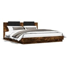 shumee Rám postele s čelem kouřový dub 160 x 200 cm kompozitní dřevo