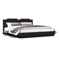 shumee Rám postele s čelem černý 160 x 200 cm kompozitní dřevo