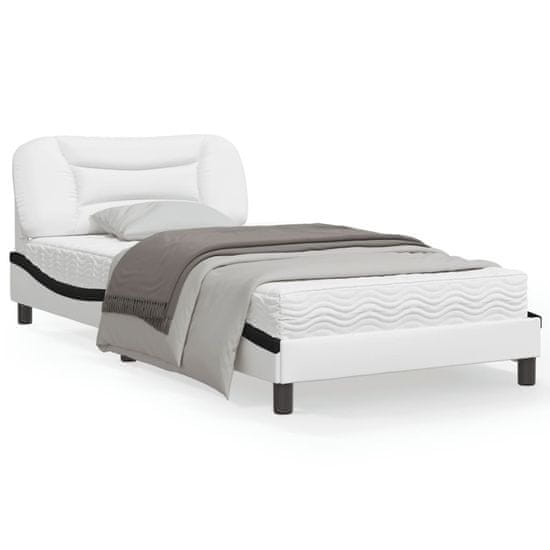 shumee Rám postele s čelem bílý a černý 100 x 200 cm umělá kůže