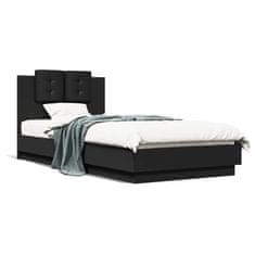 shumee Rám postele s čelem černý 100 x 200 cm kompozitní dřevo