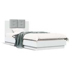 shumee Rám postele s čelem a LED osvětlením bílý 90 x 200 cm