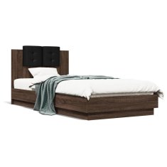 shumee Rám postele s čelem hnědý dub 90 x 200 cm kompozitní dřevo
