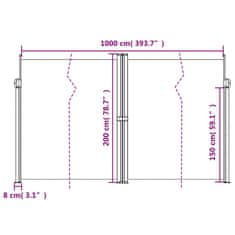 Vidaxl Zatahovací boční markýza taupe 200 x 1 000 cm