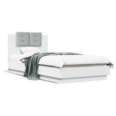 shumee Rám postele s čelem a LED osvětlením bílý 100 x 200 cm