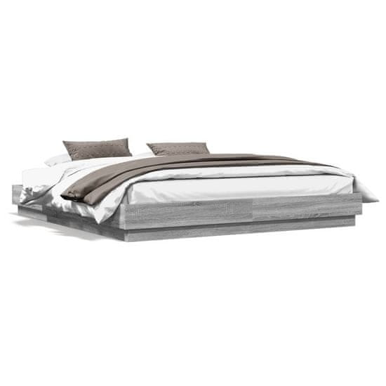 shumee Rám postele s LED osvětlením šedý sonoma 180 x 200 cm
