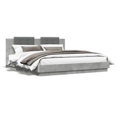 shumee Rám postele s čelem a LED osvětlením betonově šedý 180x200 cm