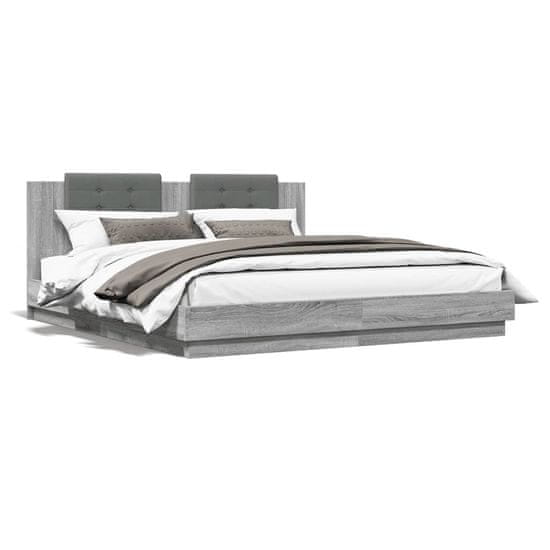 shumee Rám postele s čelem šedý sonoma 200 x 200 cm kompozitní dřevo