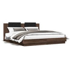 shumee Rám postele s čelem hnědý dub 180 x 200 cm kompozitní dřevo