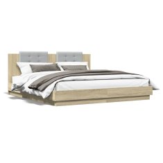 Petromila Rám postele s čelem dub sonoma 180 x 200 cm kompozitní dřevo