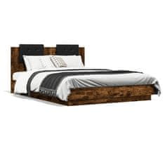 shumee Rám postele s čelem kouřový dub 140 x 200 cm kompozitní dřevo