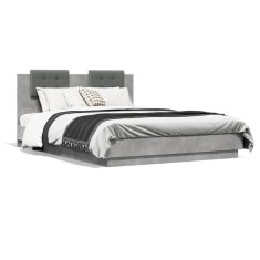 shumee Rám postele s čelem betonově šedý 150 x 200 cm kompozitní dřevo