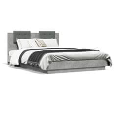 shumee Rám postele s čelem a LED osvětlením betonově šedý 150x200 cm