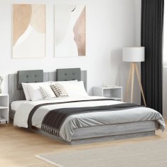 Petromila Rám postele s čelem šedý sonoma 140 x 200 cm kompozitní dřevo
