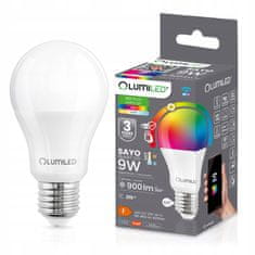 LUMILED Chytrá LED žárovka E27 A60 9W RGB CCT + BÍLÁ WIFI TUYA SMART