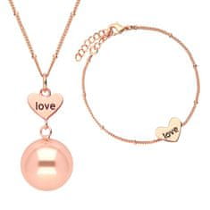 Bola těhotenská rolnička s náramkem Heart and Love in rose gold