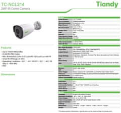 TIANDY CCTV IP kamerový bullet set TC-S4BL214-1NVR-1HDD