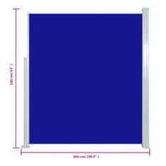 Vidaxl Zatahovací boční markýza 160 x 500 cm modrá