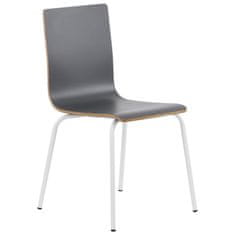 STEMA Židle WERDI B v šedé barvě na bílém práškově lakovaném rámu. Pro domácnost, kancelář, restauraci a hotel. Tloušťka překližky kbelíku cca 11 mm. Židle má certifikát pevnosti.