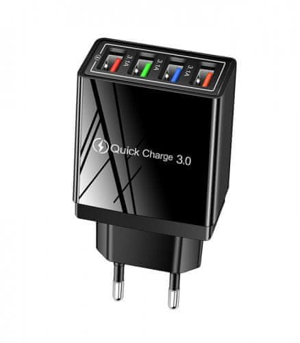 GORDON G566 Rychlonabíječka 4x USB 3.0 Quick Charge černá