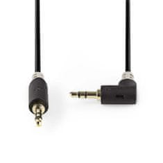 Nedis CABW22600AT10 propojovací audio kabel zástrčka jack 3.5mm - úhlová zástrčka jack 3.5mm, 1 m, antracit