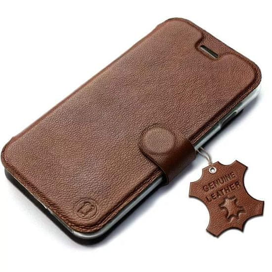 Mobiwear Luxusní flip pouzdro na mobil Apple iPhone SE 2020 / SE 2022 - Hnědé - kožené - L_BRS Brown Leather