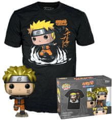 CurePink Pánské tričko se sběratelskou figurkou Naruto Shippuden: Naruto (M|figurka 9 cm) černá bavlna