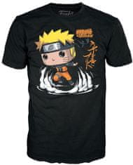 CurePink Pánské tričko se sběratelskou figurkou Naruto Shippuden: Naruto (M|figurka 9 cm) černá bavlna