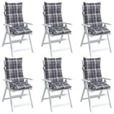 Petromila Podušky na židli s vysokým opěradlem 6 ks šedé kárované oxford
