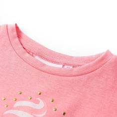 Vidaxl Dětské tričko zářivě fluorescenční růžové 116