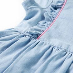 Vidaxl Dětské šaty s volánky bledě modré 104