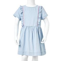 Vidaxl Dětské šaty s volánky bledě modré 104