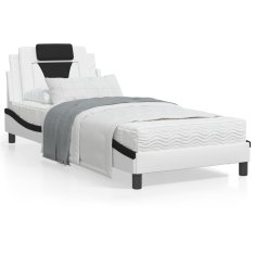 shumee Rám postele s čelem bílý a černý 80 x 200 cm umělá kůže