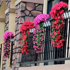 Umělé květinové visící květiny, umělé visící květiny s přírodním vzhledem pro venkovní nebo vnitřní použití, na terasu, zahradu, balkon, svatby, oslavy, chodbu, 80cm, růžové barvy, HangingFlowers