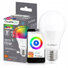 LUMILED Chytrá LED žárovka E27 A70 15W = 100W 1500lm RGB CCT + BÍLÁ WIFI TUYA SMART