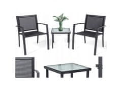 sarcia.eu Tmavě šedá sestava zahradního nábytku, 2 židle + stůl 