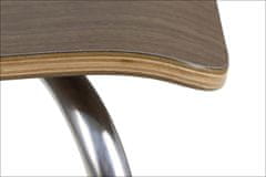 STEMA Židle WERDI B v tmavě hnědé barvě na nerezovém rámu. Pro domácnost, kancelář, restauraci a hotel. Tloušťka překližky kbelíku cca 11 mm. Židle má certifikát pevnosti.