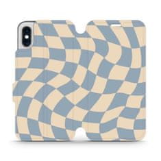 Mobiwear Knížkové flip pouzdro - Apple iPhone X / XS - VA59S Modrá a béžová šachovnice