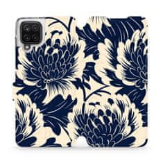 Mobiwear Knížkové flip pouzdro - Samsung Galaxy A12 / M12 - VA40S Modré a béžové květy