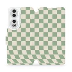 Mobiwear Knížkové flip pouzdro - Honor 90 - VA58S Zelená a béžová šachovnice