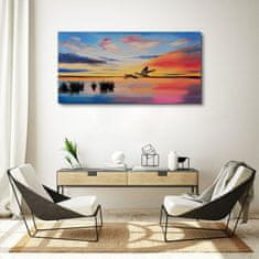 COLORAY.CZ Obraz na plátně Lake Birds Sunset 120x60 cm