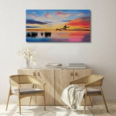 COLORAY.CZ Obraz na plátně Lake Birds Sunset 120x60 cm