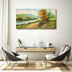 COLORAY.CZ Obraz na plátně Venkov cesta stromu řeky 120x60 cm