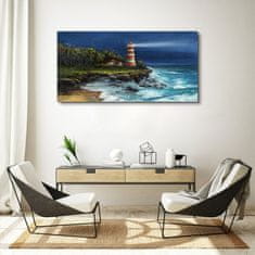 COLORAY.CZ Obraz na plátně Lighthouse pobřeží vlny 120x60 cm